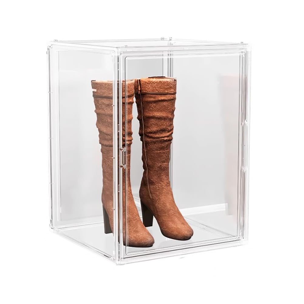 Scatola per scarpe in acrilico trasparente, impilabile, per scarpe da ginnastica, stivali, con coperchio, versatile, per scarpe, borse e libri, 1 pezzo