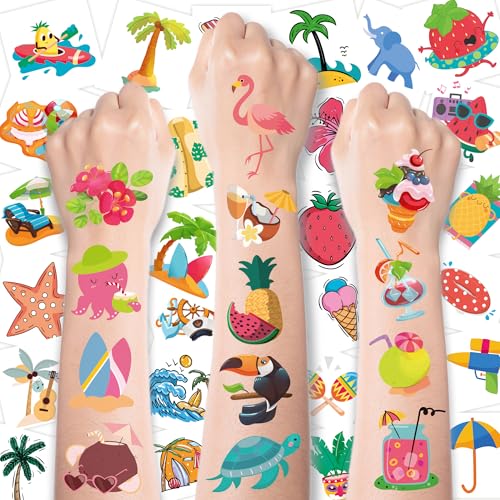 Luau Outfits for Women - 150 PCS Hawaiian Tattoos for Luau Party Decorations | Tropical Beach Pool Birthday Party Favors Supplies for Girls Kids Summer Dresses Shirts for Women
