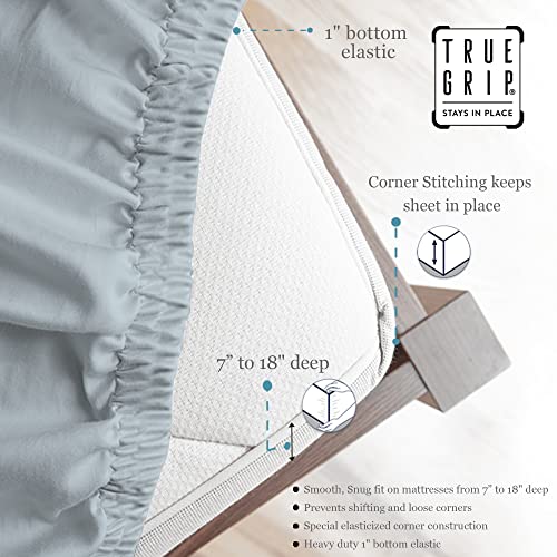 Color Sense Pure Cotton Blend Quick Drying Wrinkle-Resistant Sheet Set - 600 Thread Count Durable & Comfortable Sheets, 4-Piece Set (1 Flat Sheet, 1 Fitted Sheet, 2 Pillowcases), (Queen, Light Blue) #TOP2