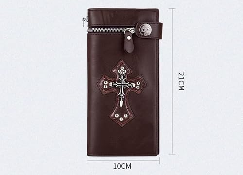 Wallet Men Punk Style Personality Long Wallet Skull Cross Retro Wallet (Color : Black A, Size : A) #TOP2
