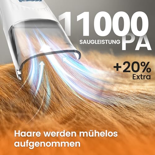 oneisall Hundeschermaschine mit Staubsauger, Super Saugkraft mit 12000 Pa Saugt 99.99% der Tierhaare, Leise Schermaschine Hund Katze Hundehaarschneidemaschine mit 7 Pflegewerkzeugen