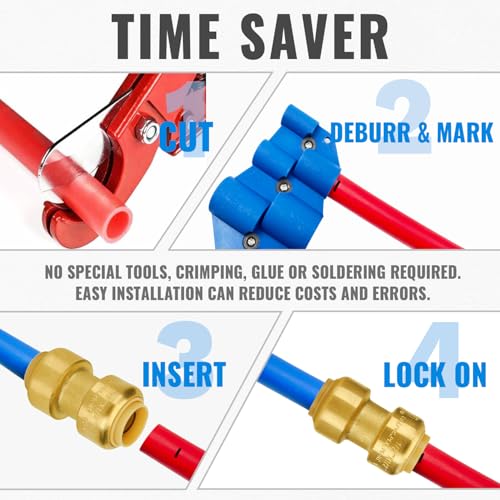 Image of SUNGATOR 1 /2 Inch Coupling, Push Pex Fittings 1 /2 Inch, Brass, 12-Pack