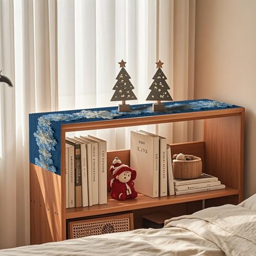 Image of Nuxovilar Blue Snowflake Table Runner Flax 13x72 in | Holiday Runner Flax Placemats Dining Accessories Set Winter Dinner Holiday Event Room (Blue Snowflake)