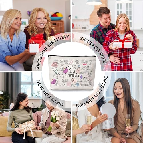 Nurses Makeup Bags, Nurse Daily Reminders Cosmetic Bag, Inspirational Makeup Pouch for Nurse, Nurse Appreciation Gifts for Women, Nurses Week Nursing Student Graduation Gifts -494