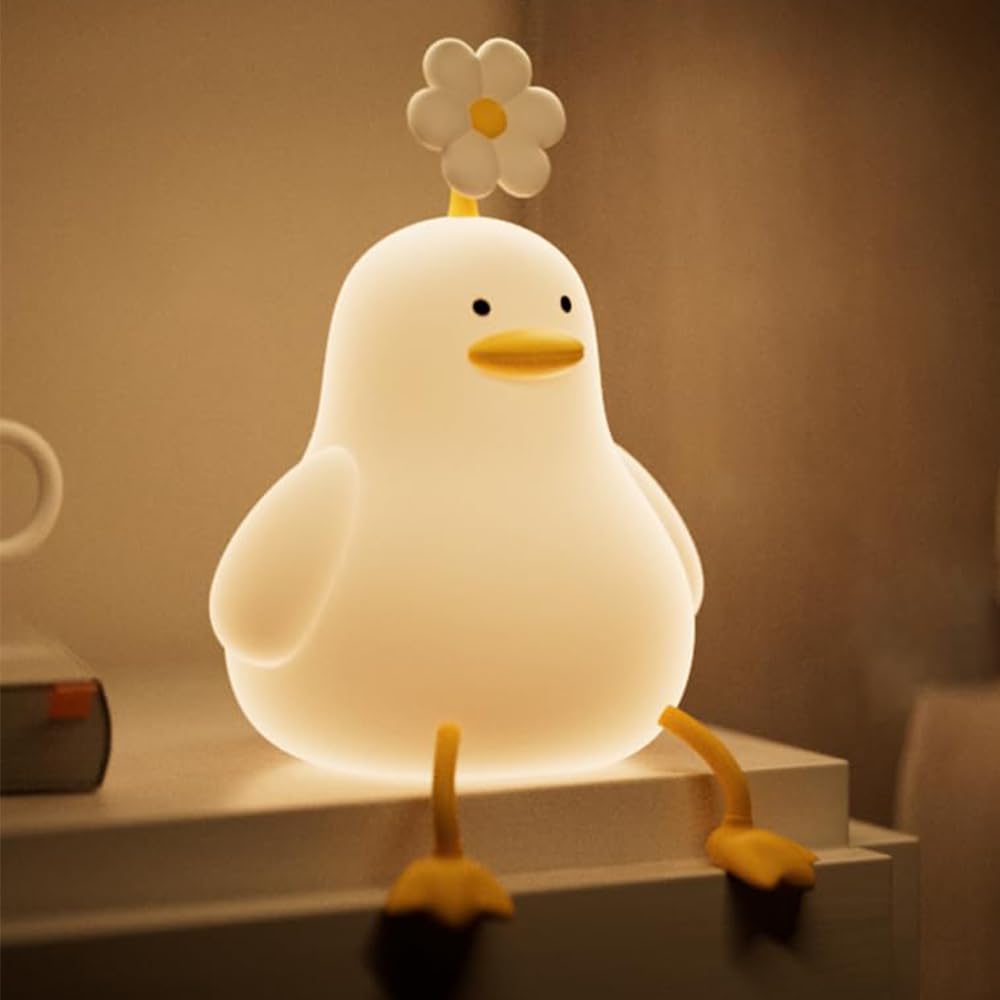 KangTen CHEN Duck Night Light Touch Control 30 Minutes Timer LED Squishy Duck Lamp Cute Christmas Duck Silicone Night Light for Children Toddlers