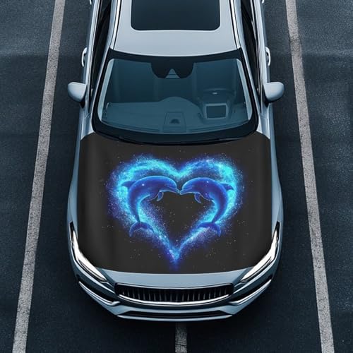 Image of Dolphin Car Hood Flag Cover - 59x39 in Car Hood Cover for Car Decor,Waterproof Car Cover Protector for Auto Car Truck Van SUV