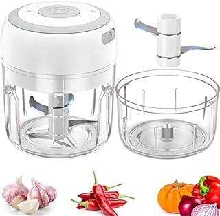 UMYMAYDO1 Mini Hachoir Electrique, 250ML Mini Mixeur bebe Portable avec 3 Lames, Mini Robot culinaire, Coupe oignon electrique, Pour Oignon/Fruit/Aliments Pour Bebes/Presse Purée (250ml+100ml)