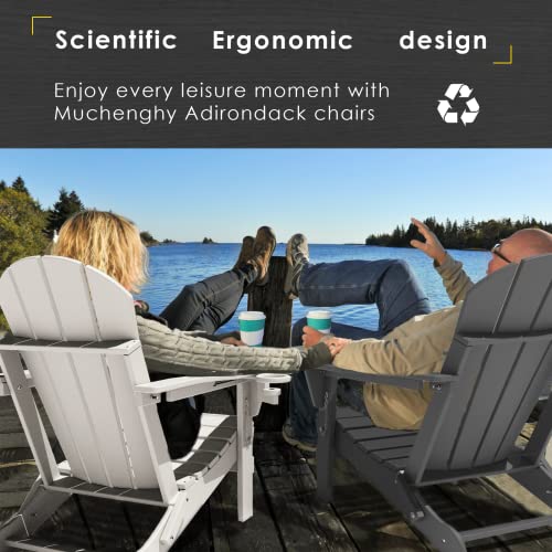 Muchenghy Folding Adirondack Chairs, Patio Chairs, Lawn Chairs, Outdoor Chairs, Adirondack Chair Plastic, Fire Pit Chairs, Weather Resistant With Cup Holder For Deck, Backyard, Garden(Gray) #TOP4