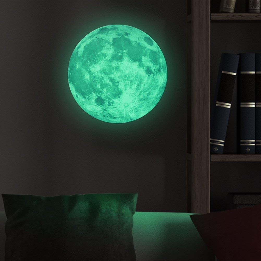 Desi Rang Glow in The Dark Moon Large 30 cm Grey Color (in Day) Wall Sticker 3D Luminous Ceiling Decal for Kids Bedroom, Nursery & Home Decor Self-Adhesive Radium Starry Astronomy Sky Set-image-38