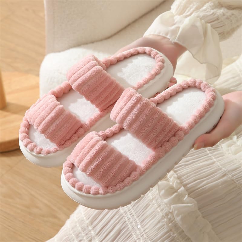 Minimalist Fluffy Slippers, Soft Comfort Warm Open Toe Bedroom Sandals for Gifts, Bedroom Slippers for Fall & Winter for Women 2025 Men Plus Size Slides4