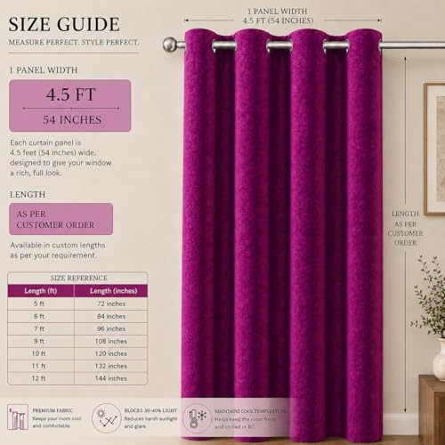 Image of GD Home Fabric Velvet Curtains | Heavy Soft Premium Velvet Drapes for Bedroom and Living Room | Semi Light Blocking, Thermal Insulated and Noise Reducing Window Panels | 5 Feet, Set of 2 (Magenta)