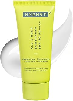 Hyphen All I Need Sunscreen SPF 50 PA ++++ | Lightweight Sun Cream That Moisturizes & Leaves No White Cast | UVA & UVB Sun Protection & Blue Light Protection | Sunscreen SPF 50 for Women and Men | Ri