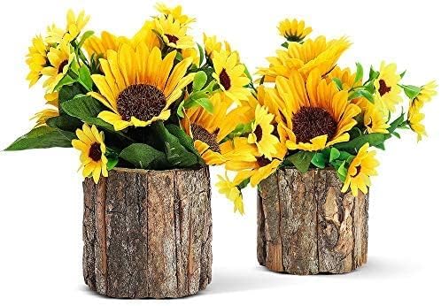 AceList Artificial Sunflowers, Fake Flowers/Fake Potted Plants Artificial Plants Indoors In Pots Yellow Decorative Artificial Flowers Indoors for Home Office