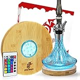 Little Dragon® Shisha LED Untersetzer aus 100% Bambus - Shisha Untersetzer 22cmø inkl. Fernbedienung für EIN gemütliches Ambiente - Shisha Unterlage langlebig & robust - Premium Shisha Zubehör