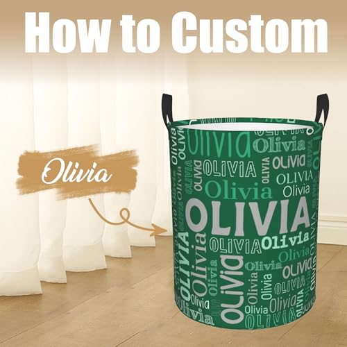 Image of Custom Name Laundry Hamper, Personalized Laundry Basket with Name for Boys Girls Kids Men Women, Customized Name Dirty Clothes Basket Gifts for Clothes Toy Bathroom Bedroom Laundry Room Dorm