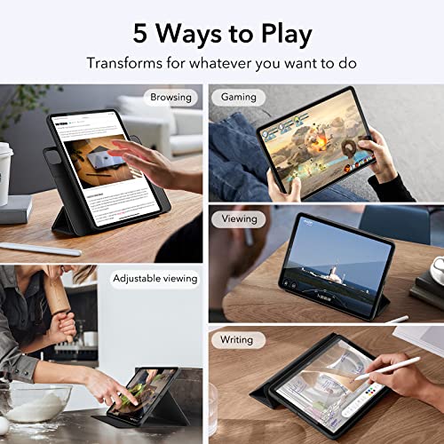 Image of ESR for iPad Pro 11 inch Case (2022 /2021 /2020 /2018, 4th /3rd /2nd /1st Generation), iPad Pro Cover with Pencil Holder, Detachable Magnetic Cover, Vertical Stand, Rebound 360 Series, Black