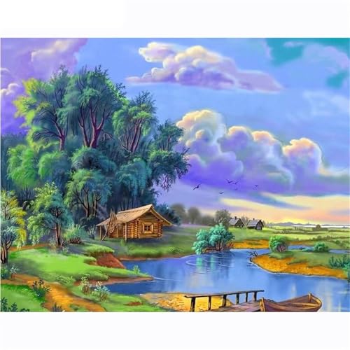 Kit Broderie Diamant 5D 100x150cm | Grand Paysage Champêtre Square Drill pour Adulte