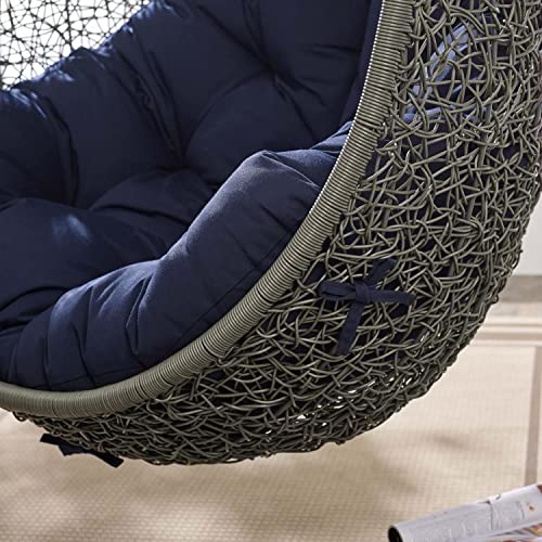 Modway Hide Sunbrella Patio Swing Chair With Stand In Gray And Navy #TOP7