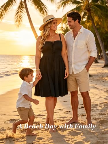 Image of YIOYOLA Womens Summer Mini Corset Casual Dresses Spaghetti Straps Lace Up Vacation Beach Sundress with Pockets 2026