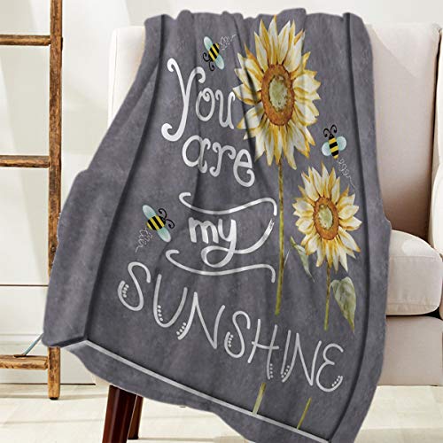 Flannel Fleece Bed Blanket 40 X 50 Inch Sunflowers Throw Blanket Lightweight Cozy Plush Blanket For Bedroom Living Rooms Sofa Couch - You Are My Sunshine #TOP2