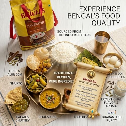 Image of BISWAAS Premium Banskathi Rice, Extra Long Grain, Ideal for Daily Cooking,10 Kg