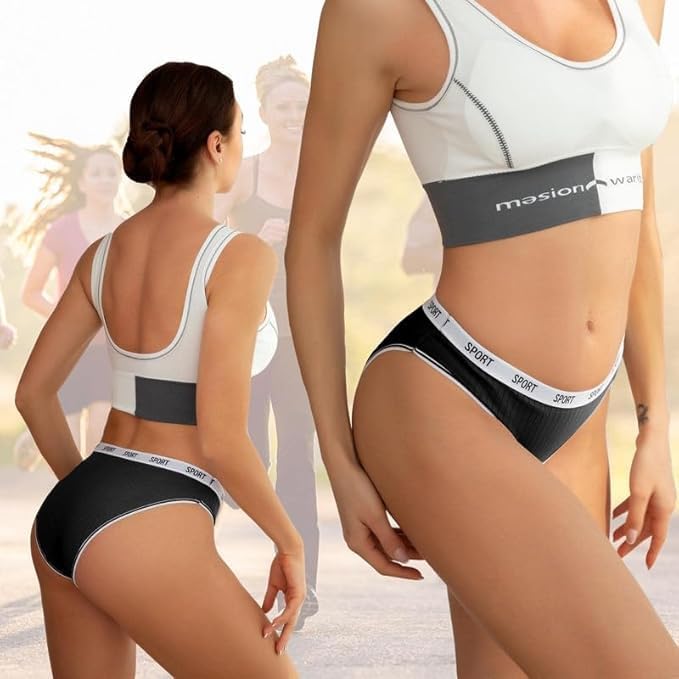 Cotton Underwear High Cut Bikini for Women High-Mid Waist Panties Moisture Wicking Brief Multipack - Image 3