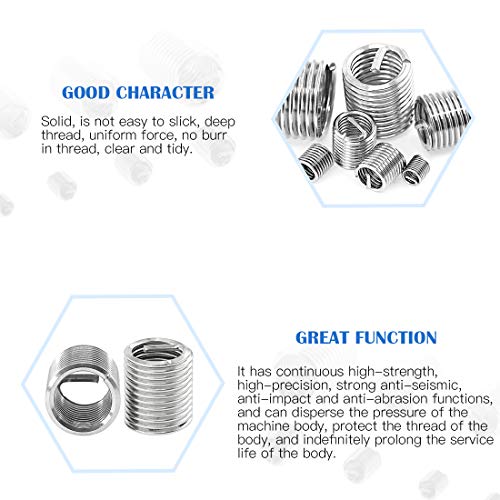 glarks 200pcs wire inserts screws sleeve assortment kit 304 stainless steel metric m3 m4 m5 m6 m8 m10 m12 wire thread inserts helical type coiled wire screw repair sleeve for automotive repairs