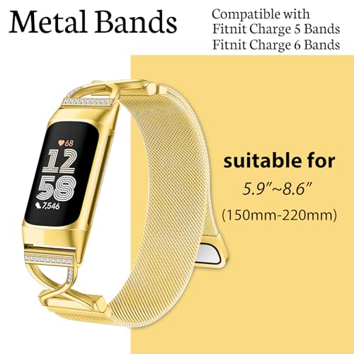 Hopply X-Shape Band Compatible with Fitbit Charge 6/Charge 5 Bands for Wmen Men, Stainless Steel Metal Mesh Milanese Loop Adjustable Strap Replacement for Fitbit Charge 6/Charge 5 Advanced(Gold) by Hopply - Image 2