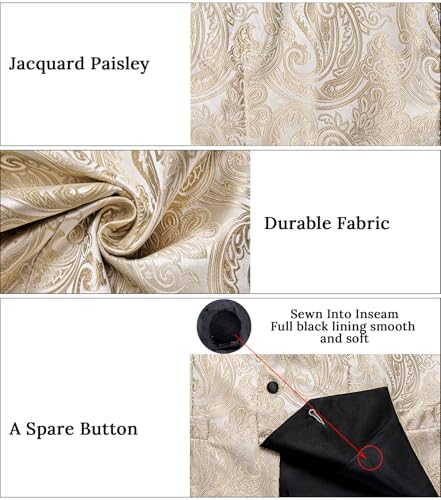 Image of DiBanGu Mens Paisley Suit Vest Silk Jacquard Waistcoat and Necktie Set Formal Shawl Collar Dress Vest 7PCS for Wedding Party