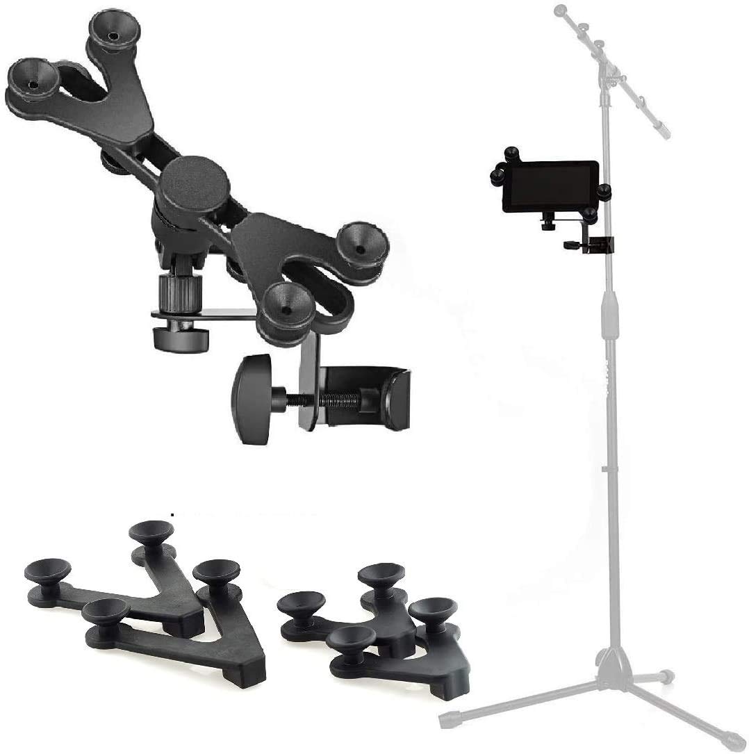 Hola Music HM-MTH Microphone Music Stand Tablet Smartphone Holder Mount - Fits Devices from 6 to 15 Inch