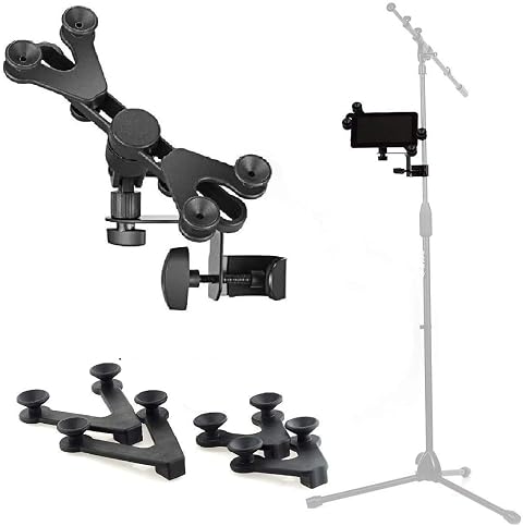 Hola Music HM-MTH Microphone Music Stand Tablet Smartphone Holder Mount - Fits Devices from 6 to 15 Inch