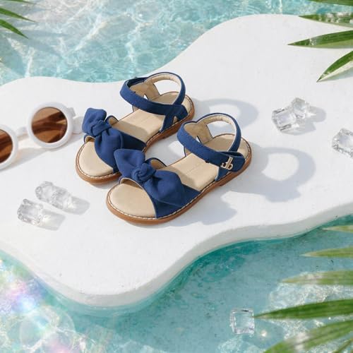 Image of THEE BRON Toddler Girls Sandals Wedding Flower Girl Dress Shoes Open Toe Flats