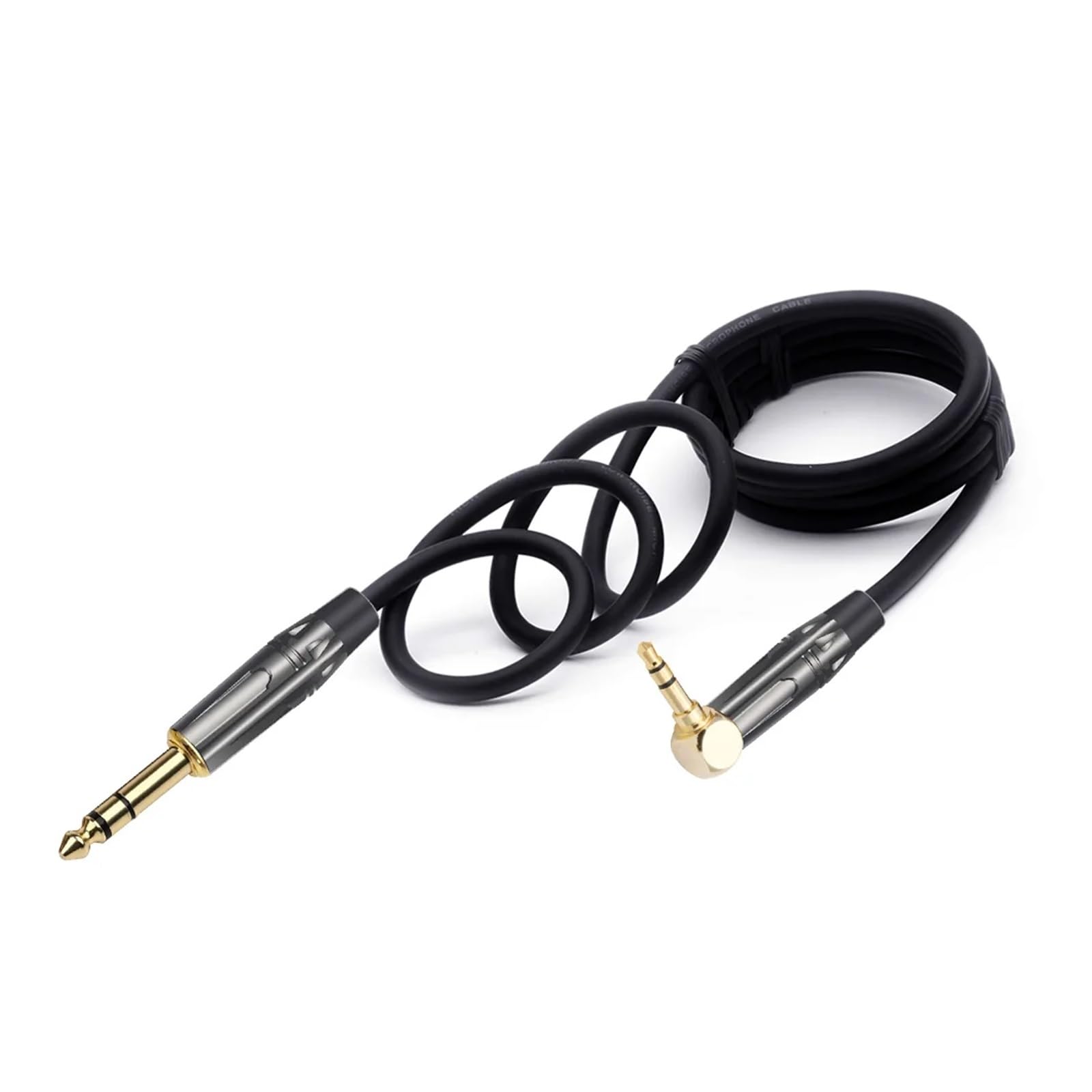 Câble audio 3,5 mm mâle coudé vers 6,35 mm mâle, prise stéréo 3 pôles, à souder, 3 broches, prise casque DIY, noir et rouge(Black Black,8m)