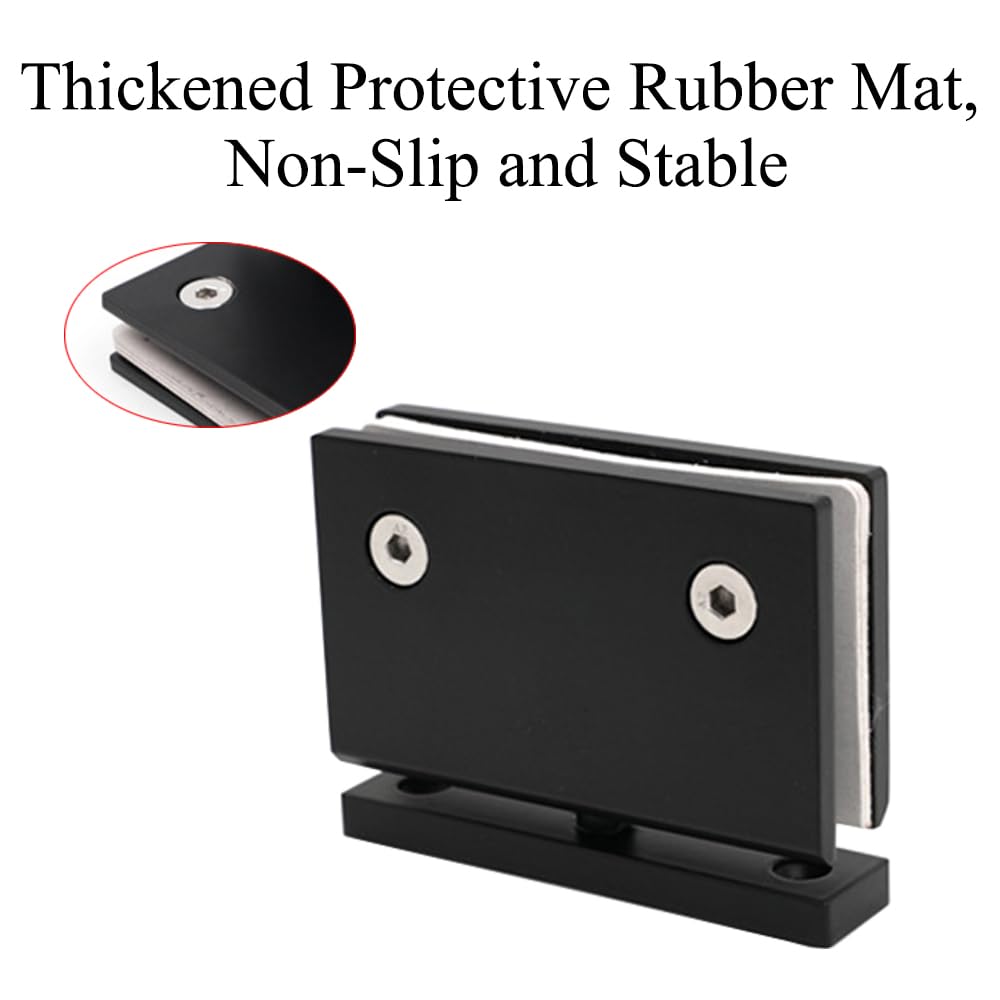 2 cerniere per porte in vetro, cerniere a 360 gradi, cerniere senza cornice, da vetro a vetro, in acciaio inox resistente, per armadietti, vetrine, armadi (rete nera opaca)