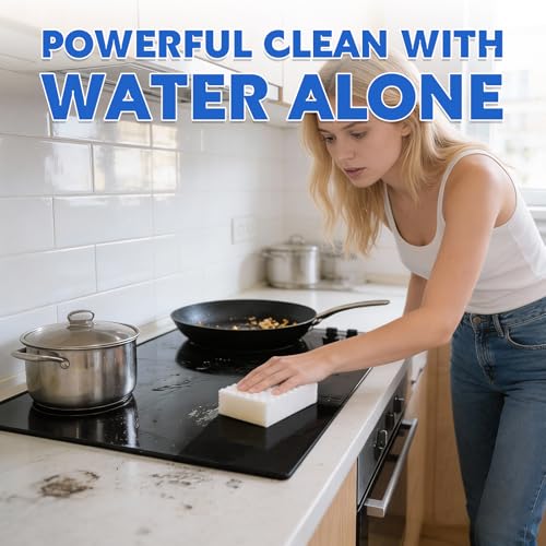 Image of Glass Cooktop Cleaner Sponge, 10 Pack GRS Certified Stove Top Cleaner 2X Density Magic Melamine Sponge Eraser, Extra Durable & Long Lasting, for Kitchen Glass Marble Ceramics Top Daily Cleaning