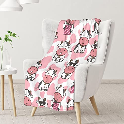 Cow Blanket Gifts - 50"x60" Cute Throw for Women, Girls - Pink Soft Fuzzy Blankets for Bed, Couch & Living Room
