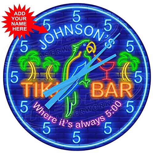 24 Inch Tiki Parrot Metal Wall Clock product photo 24 Inch Tiki Parrot Metal Wall Clock product