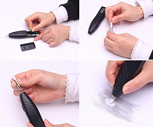 Ohuhu Electric Eraser Kit with 20 Eraser Refills and 1 Eraser Brush, Auto Erasers for Artist Drawing, Painting, Sketching, Drafting, Architectural Plans, Arts and Crafts,Battery Operated Pencil Eraser - Thumbnail 6