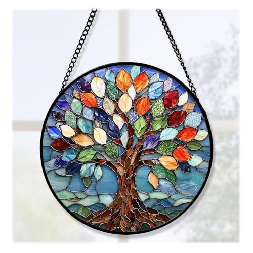 HMCEY Acchiappasole in Acrilico Colorato,Acchiappa Sole da Appendere,Suncatcher con Catena Metal,Decorazioni Per Finestre da Appendere,Albero Della Vita Ciondoli Finestre per Regalo, Soggiorno