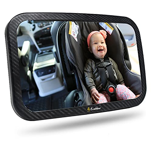 EcoNour Baby Car Seat Mirror | Shatterproof, 360 Degree Rotatable Baby Rear View Backseat Mirror | Safely Monitor Your Kids In The Infant Car Back Seat | Backseat Mirror For Rear Facing Car Seat