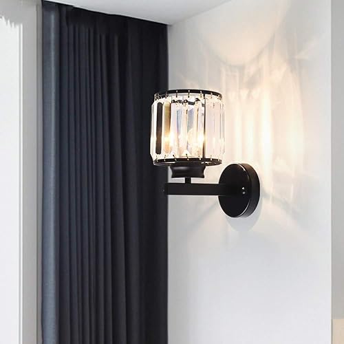 Miniatura 2 de Modern Crystal Black Wall Sconce Round Vintage Gold Hardwired Vanity Bathroom Lighting Fixture for Bedroom Living Room Stairs Kitchen E26E27