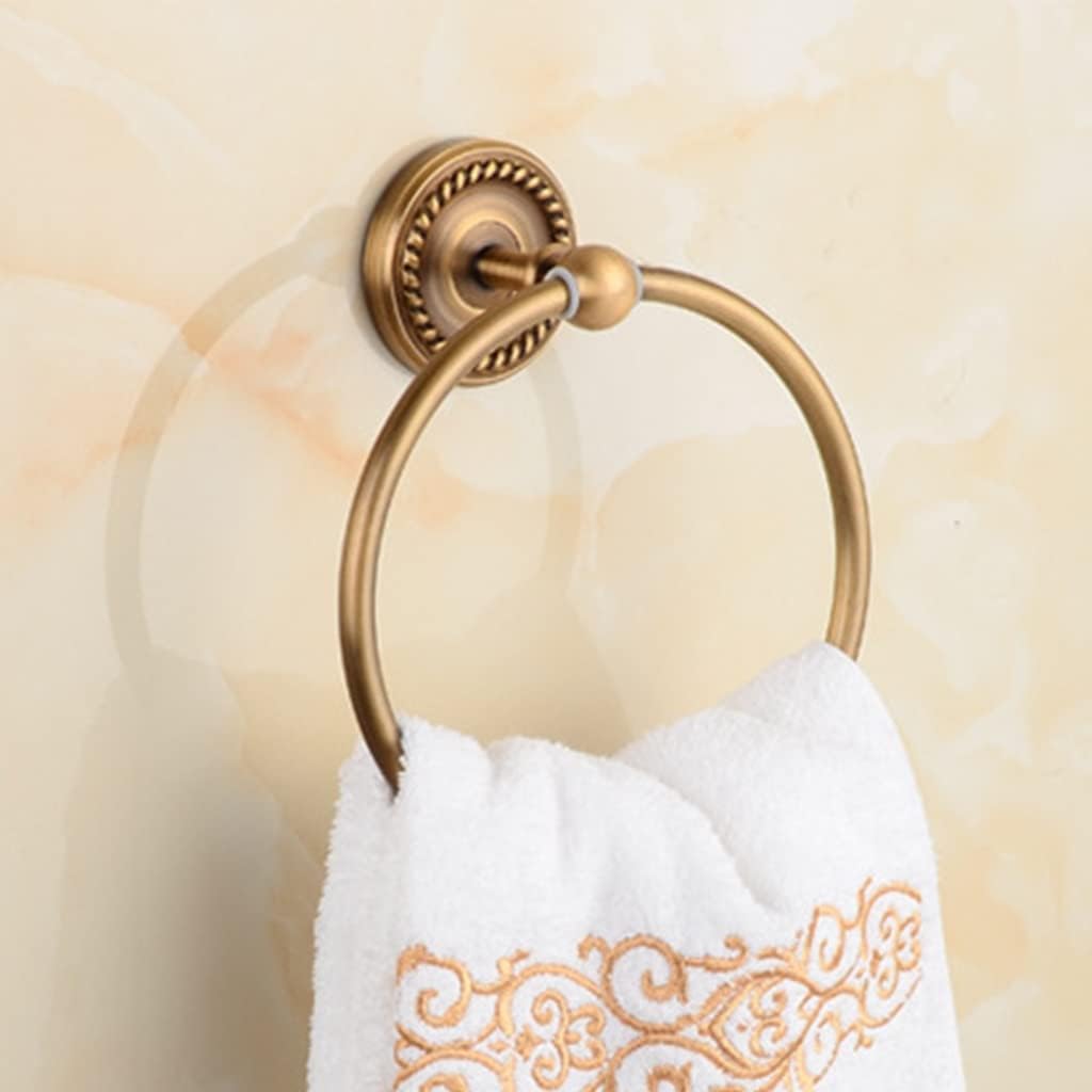 LSLYTQ European Style Vintage Copper Towel Ring, Wall Mounted Towel Bar Hand Towel Holder, Bathroom Towel Hanger