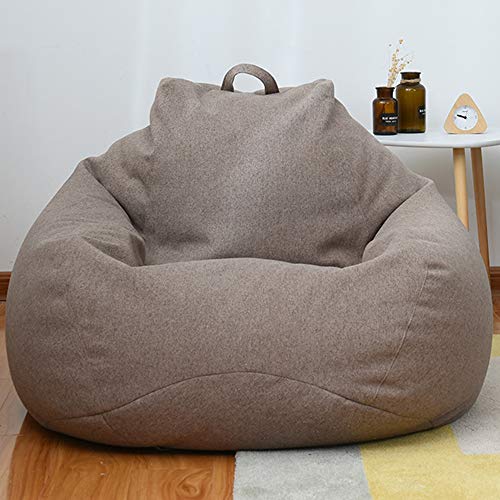 HOYOCE Puf Gigante Funda De Puff con Asa, Transpirable Y Resistente Al Desgaste Cubierta De Sofá Bean Bag Bazaar Paño Suave La Decoración Interior,Marrón,100X120CM
