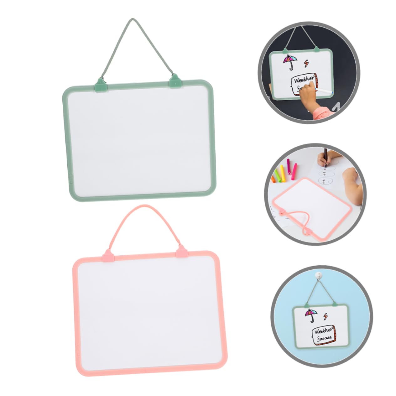 SHINEOFI Lot de 2 Tableaux Blancs Effaçables à Sec Cordelette Suspendue en Plastique, Résistants à L'usure, pour Bureau et Étudiants