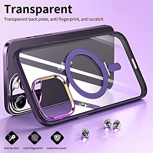 Coque transparente iPhone 13 avec support invisible et charge magnétique bleu ciel