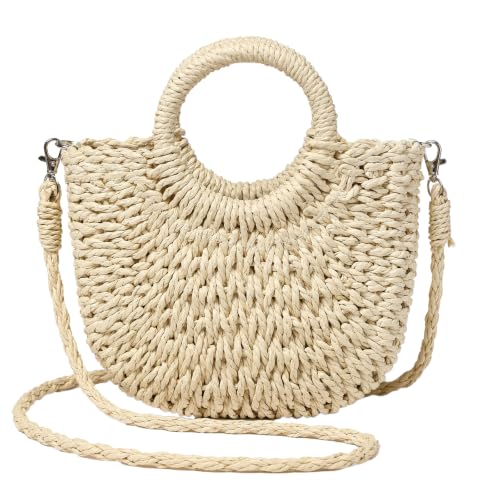 Image of Handwoven Straw Beach Small Bag Crossbody Shoulder Purse for Women 2026 Summer