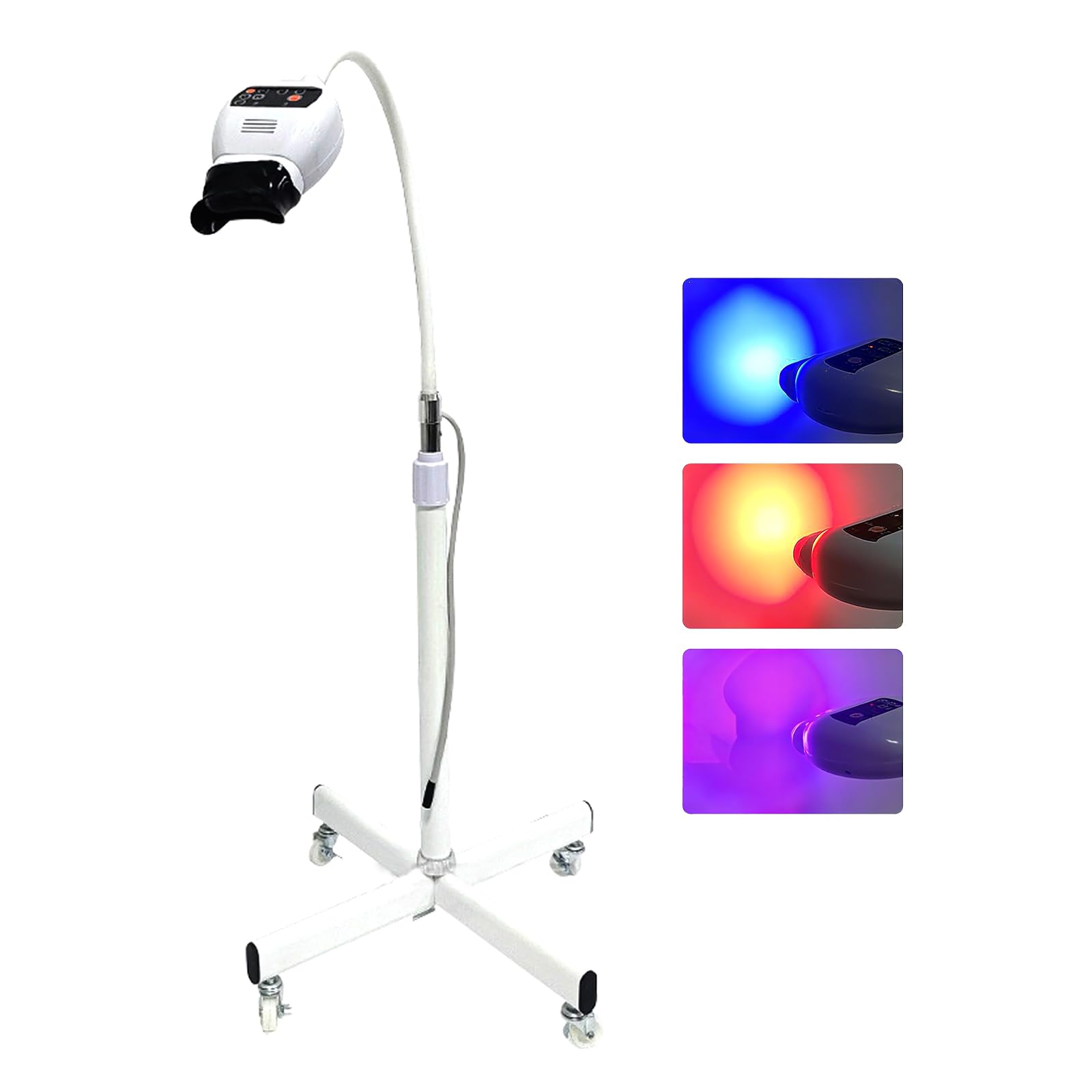Sbiancamento dei denti – Dispositivo mobile a luce LED fredda con 8 lampadine, 3 impostazioni di illuminazione, altezza regolabile, timer da 30 minuti per sbiancamento dentale efficace