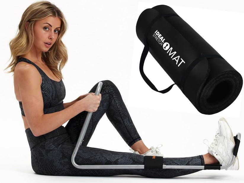 IdealStretchPremium Yoga Mat & IdealKnee Two Pad Bundle - 1 Inch Extra Thick Mat for Yoga, Pilates, and Stretching with Advanced Knee Extension & Pain Relief Device