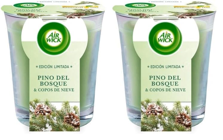 Air Wick Vela Aromática Perfumada con aroma a Pino del Bosque y Copos de nieve 105gr (Paquete de 2)