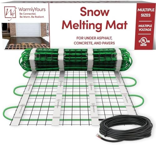 Snow Melting Mats for Gravel Driveway That Will Change Your Winter Routine 5 WarmlyYours 2x10 ft. Electric Ice and Snow Melting Mat 240V 1000 Watts - Embedded Under Asphalt, Concrete, or Pavers - Radiant Heated Driveway, Walkways, Sidewalks, Patios, Porch, Ramps PowerMat